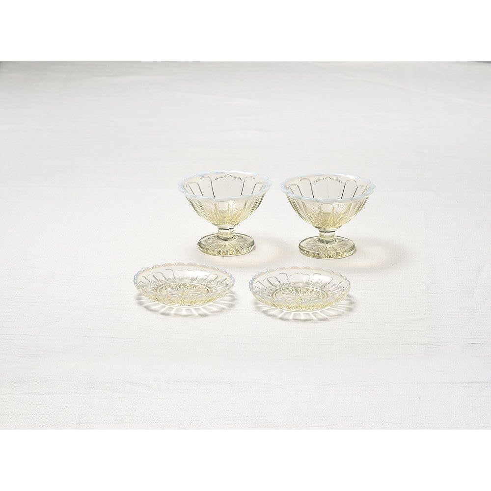 Hirota Glass Ice Cream & Tray Set Ancient Color 3829-OA