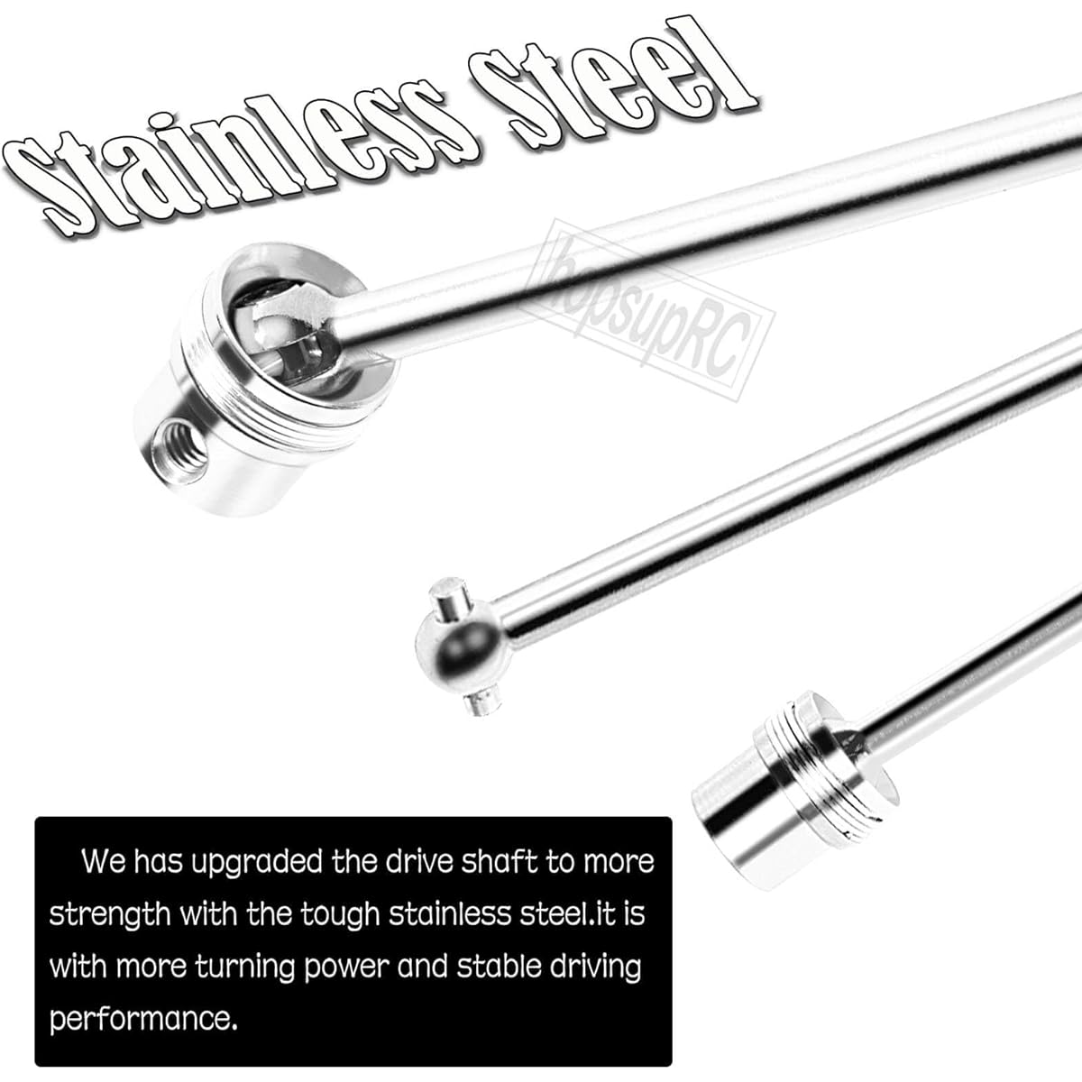 hopsupRC RC Center Drive Shaft CVD Upgrade Parts for Arrma 1/8 Kraton 6s Steel #45 Center Drive Shaft Axle Top Up 2pcs Silver