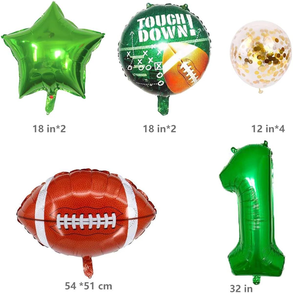 KUNGOON 1st Birthday Football Theme Party Supplies Fun Foil and Latex Balloons Football/Sports Game Birthday Party Supplies Favors