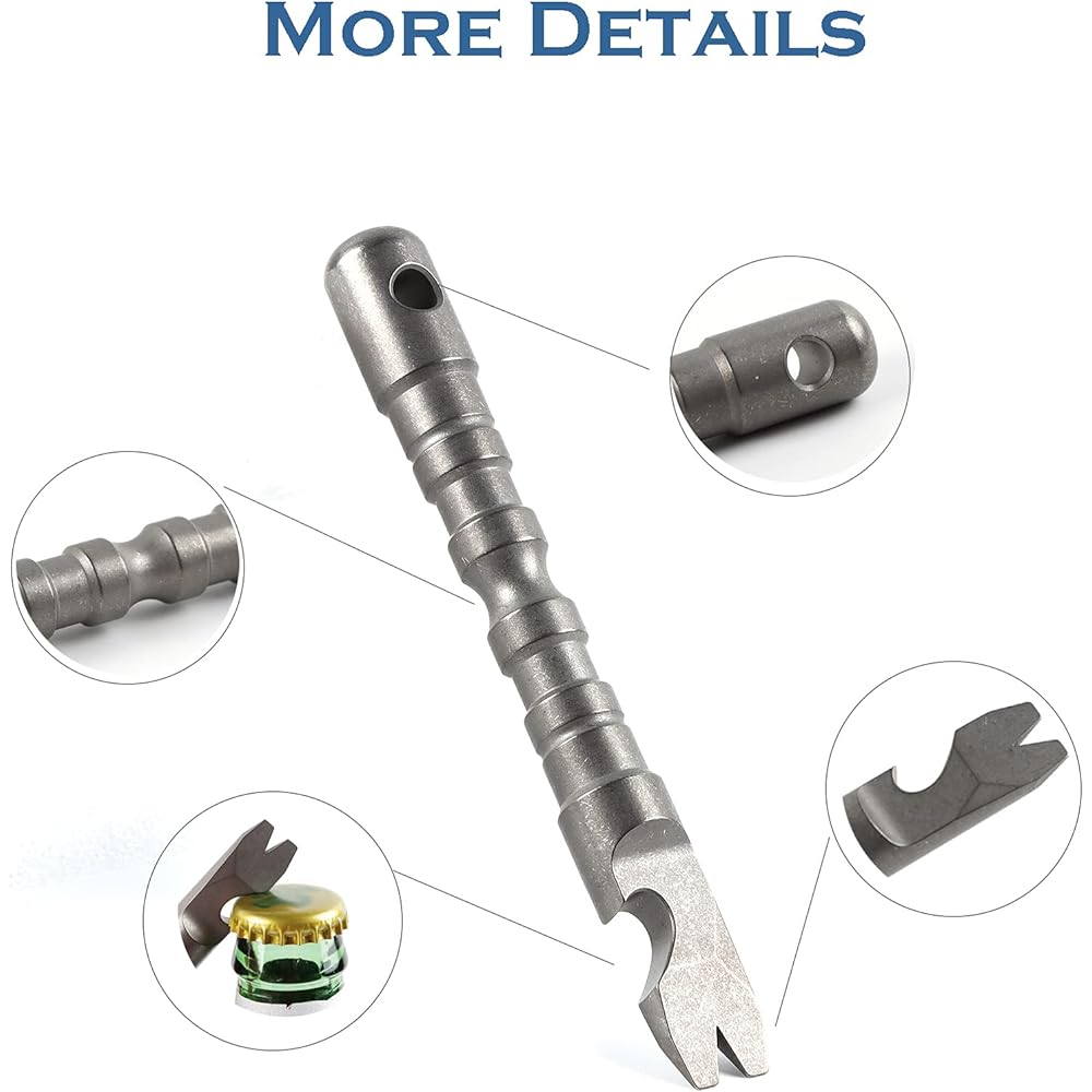 Hamans Titanium Alloy EDC Pry Bar with Bottle Opener Screwdriver Function Multi Tool (グレー)