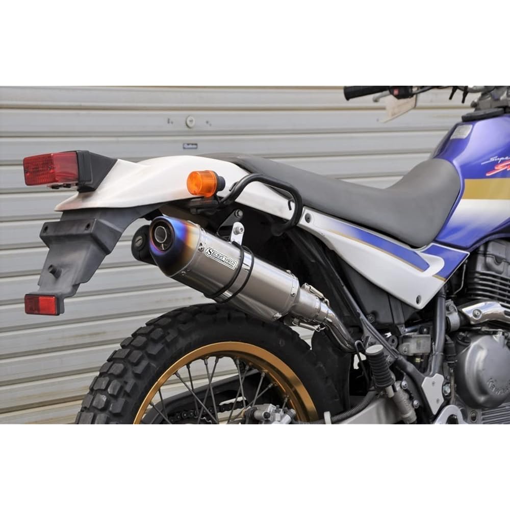 SECRET SPEED Kawasaki Super Sherpa Slip-on Bike Muffler Irregular Motard SUS Stainless Steel Blue Muffler SUPER SHERPA ss-201-b02