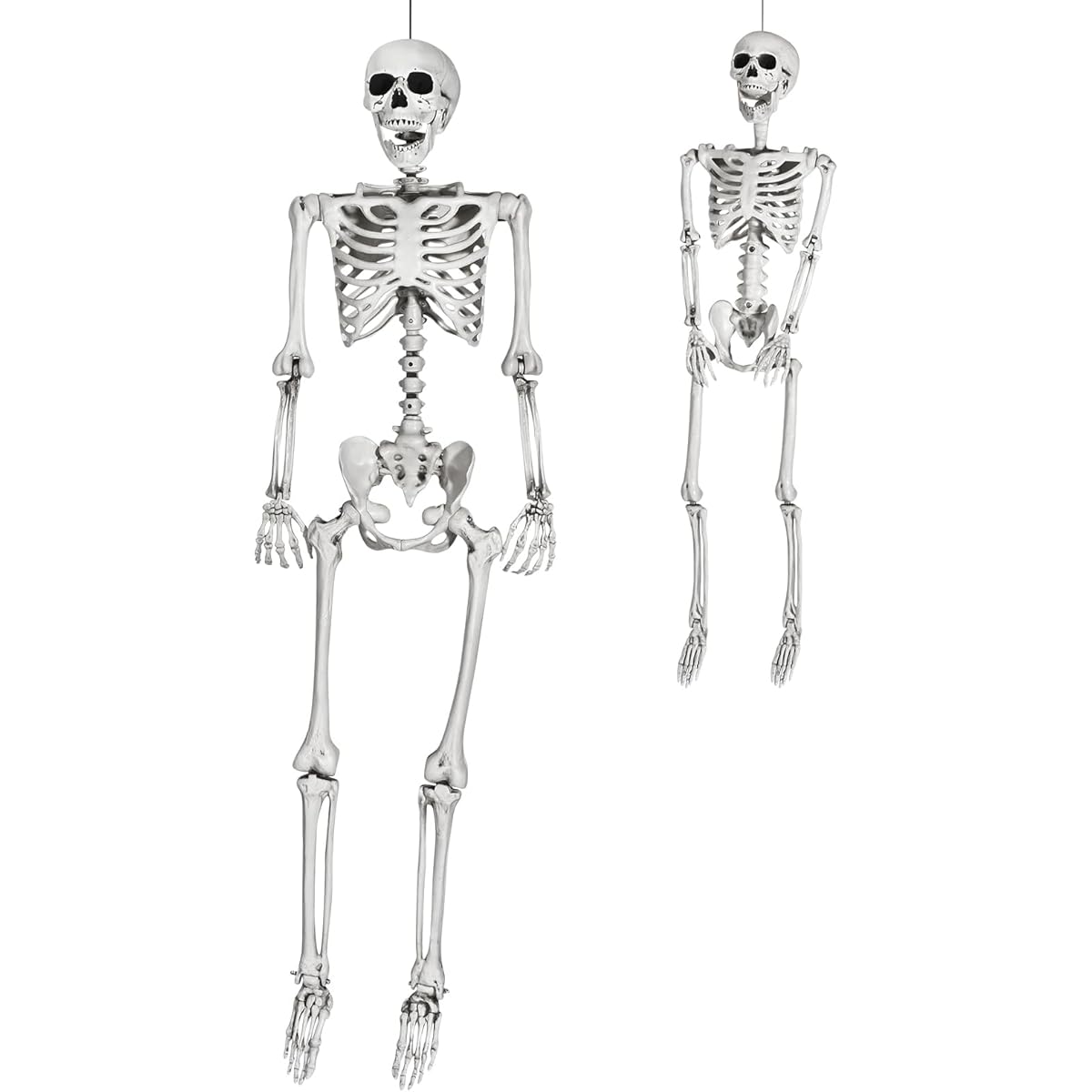 INHOTBY Halloween Skeletons Life Size 2 Pack - Adult (5ft) and Child (3ft) Full Size Poseable Skeletons Plastic Skeletons Halloween Decorations Scary Halloween Party Decorations Outdoor/Indoor