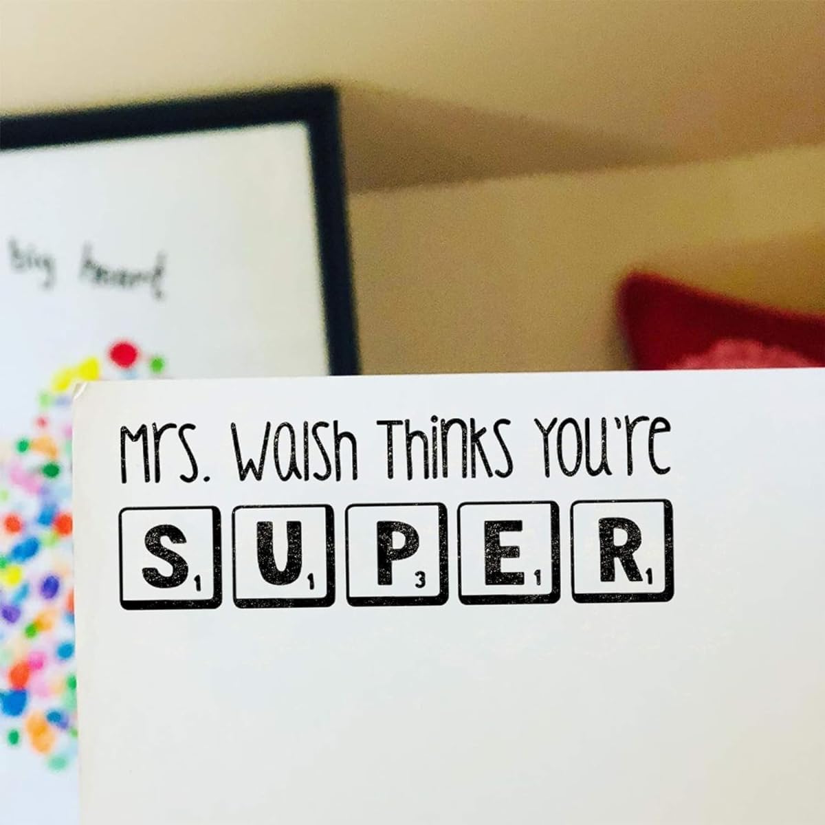 Custom Self Inking Teacher Stamps | 59 Designs | Fun Teacher Phrases | Grading Made Easy | Book Stamps for Classrooms, Teachers, and Libraries (Super Tile, Large)