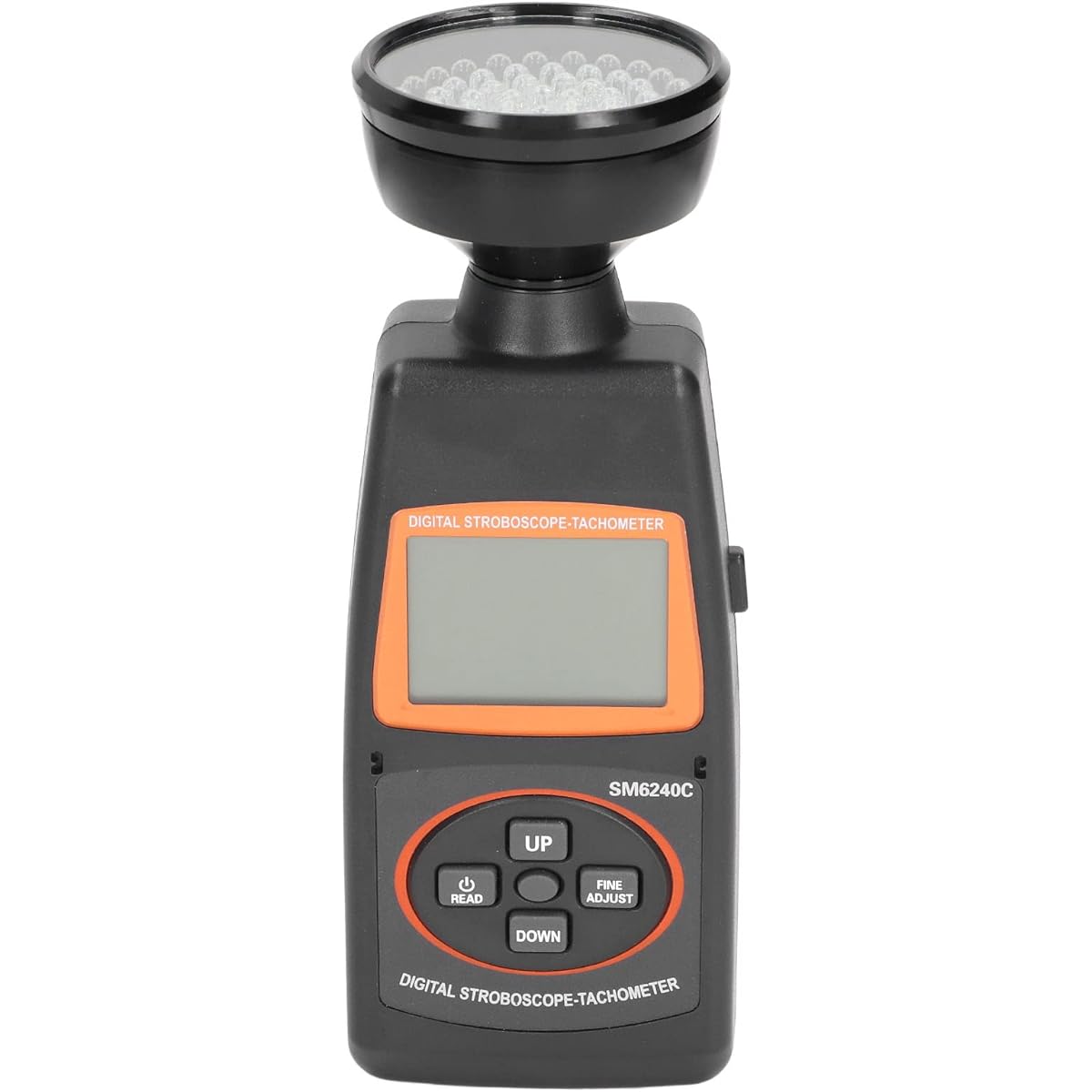 LED tachometer and flash strobe with digital display can be used for a wide range of measurements