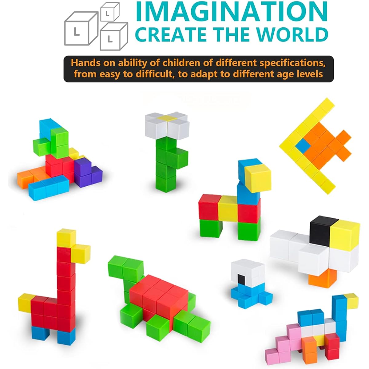 ROUSKY 30 Pieces 1.3 Inch Mathematical Teaching Materials Hexahedral Magnetic Cubes Magnetic Blocks Spatial Thinking Geometric Solid Models for Students Children's Magnetic Building Blocks (Multi Color-30 Pieces)