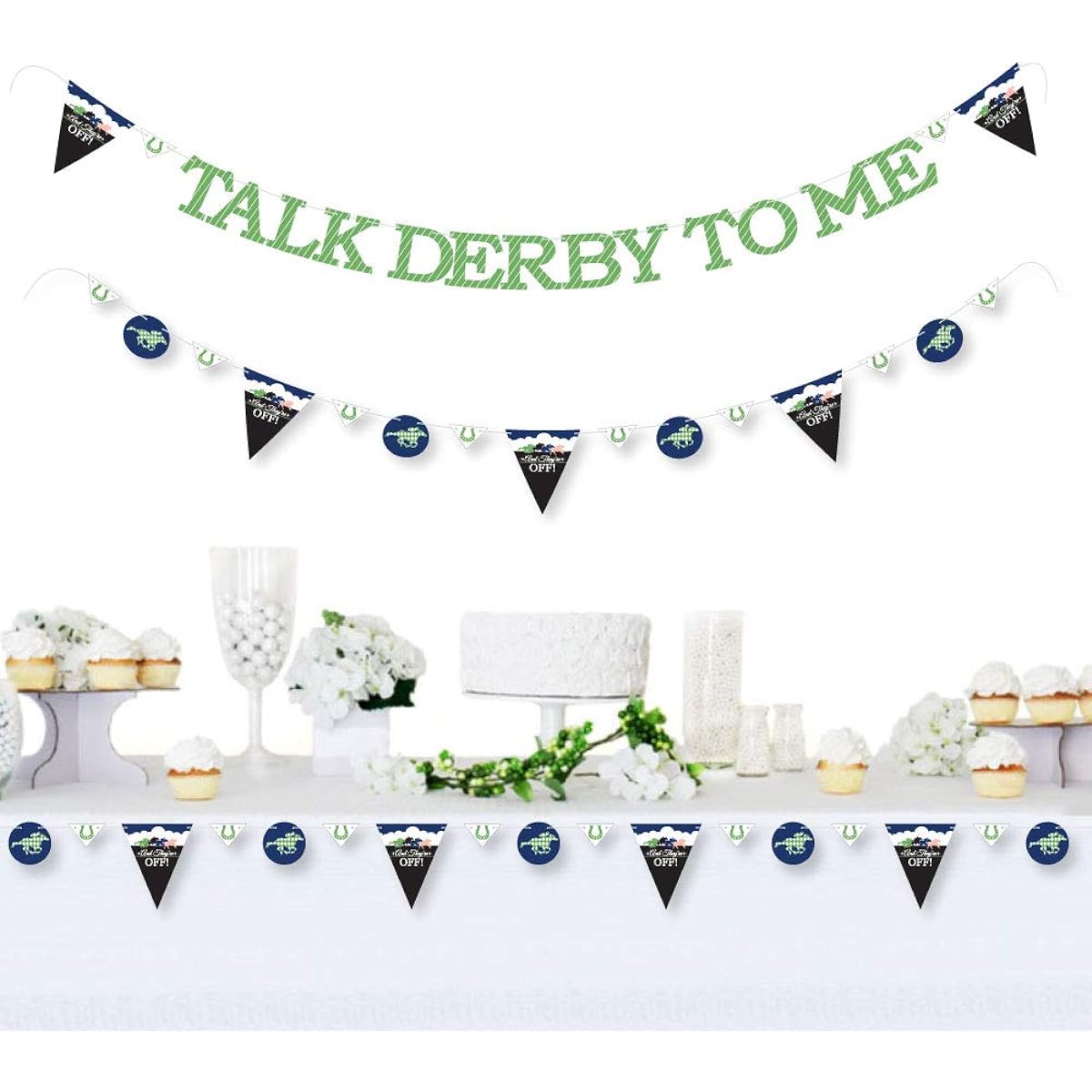 Big Dot of Happiness Kentucky Horse Derby - Horse Racing Party Letter Banner Decorations - 36 Banner Cutouts and Talk to Me from Derby Banner Letters