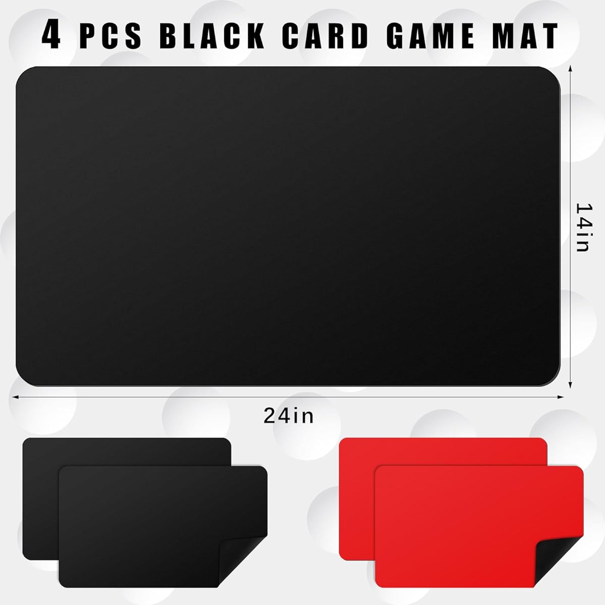 Ecally 4 Card Game Mats 24 x 14 Inch TCG Playmat Table Card Game Mat Smooth Playing Card Mat Red Black