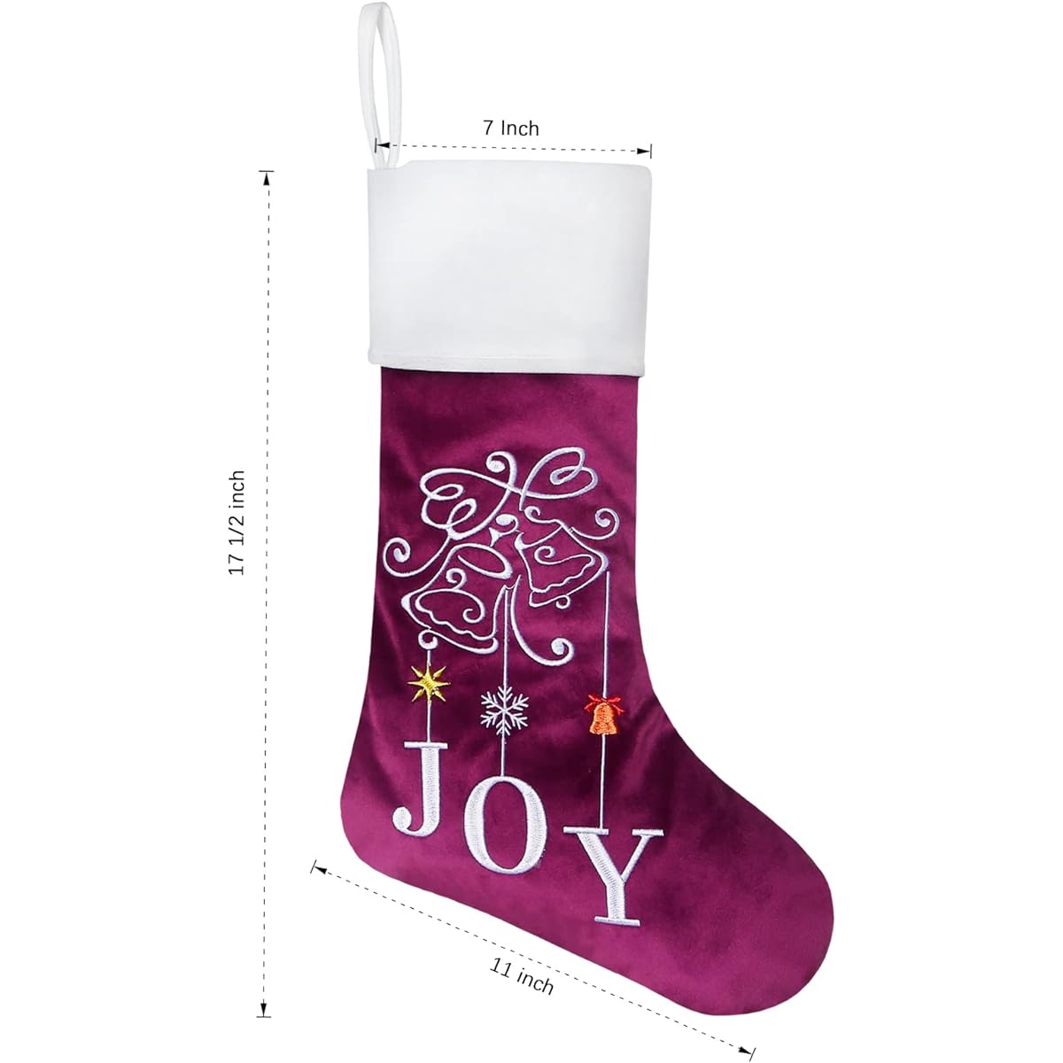 Senneny 6 Pack Luxury Velvet Christmas Stockings, High Quality Embroidered Christmas Stockings, Large Classic Christmas Hanging Decorations for Family/Christmas/Holiday Parties