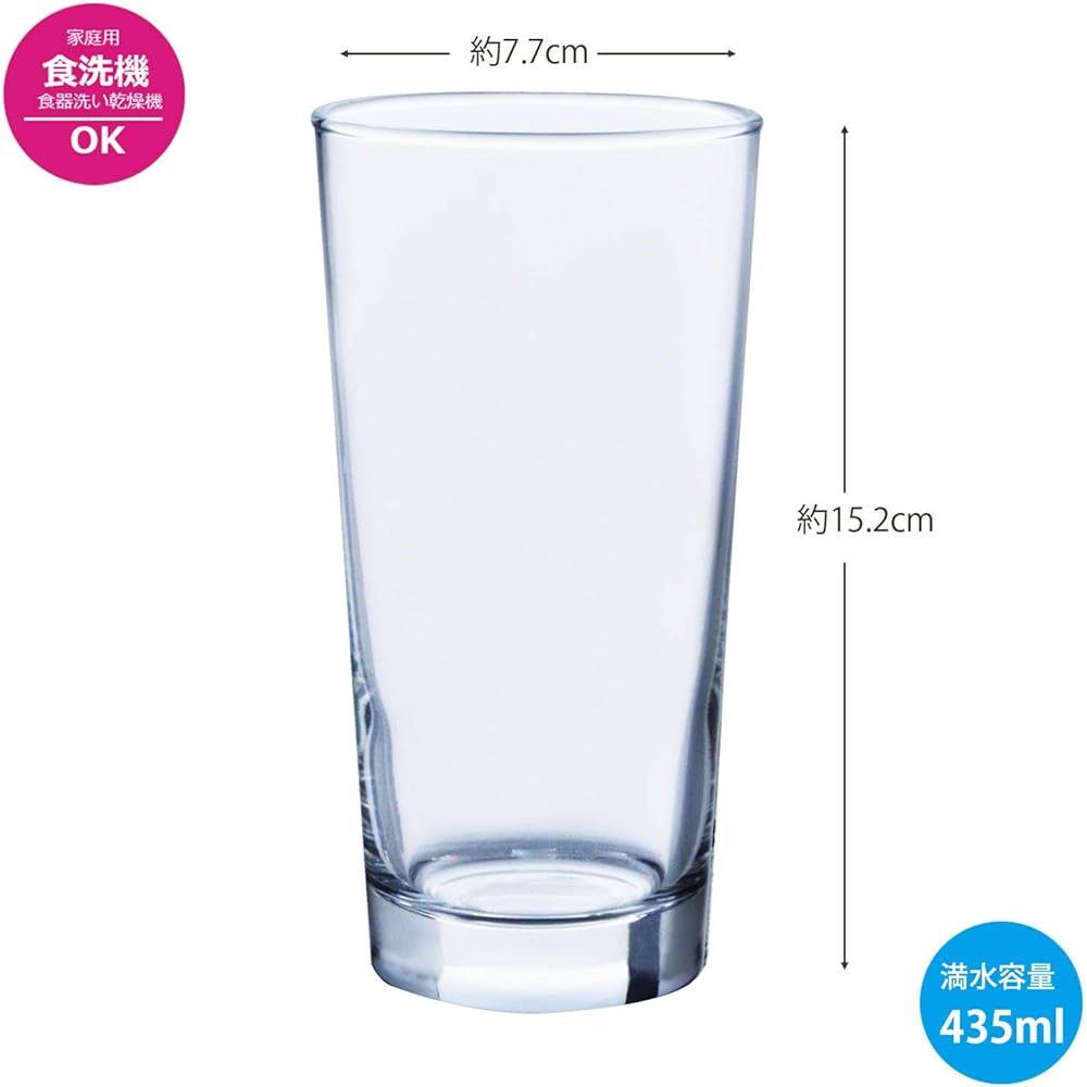 Toyo Sasaki Glass Tumbler Glass Tumbler Approx. 435ml 60 pieces (sold in case) Long Tumbler Made in Japan Dishwasher Safe Tumbler Glass Cup 00535