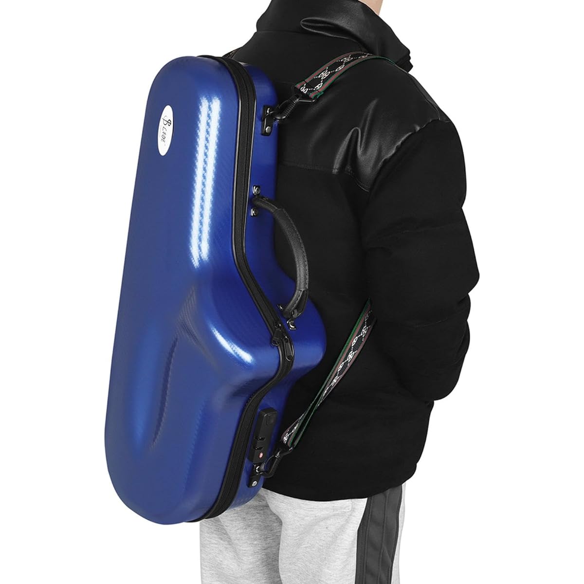 aternee Premium Alto Saxophone Protective Case with Adjustable Strap, Blue