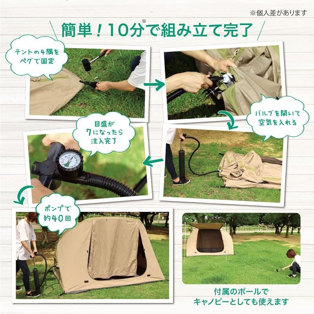 2023 Latest Model Tent for 2 People Inflatable Air Frame Compact Lightweight Sea Simple Tent Water Pressure Breathable Double Layer Easy Setup Tent Picnic Outdoor Cherry Blossom Viewing Disaster Prevention Camping Easy to Assemble Storage Carrying Bag In
