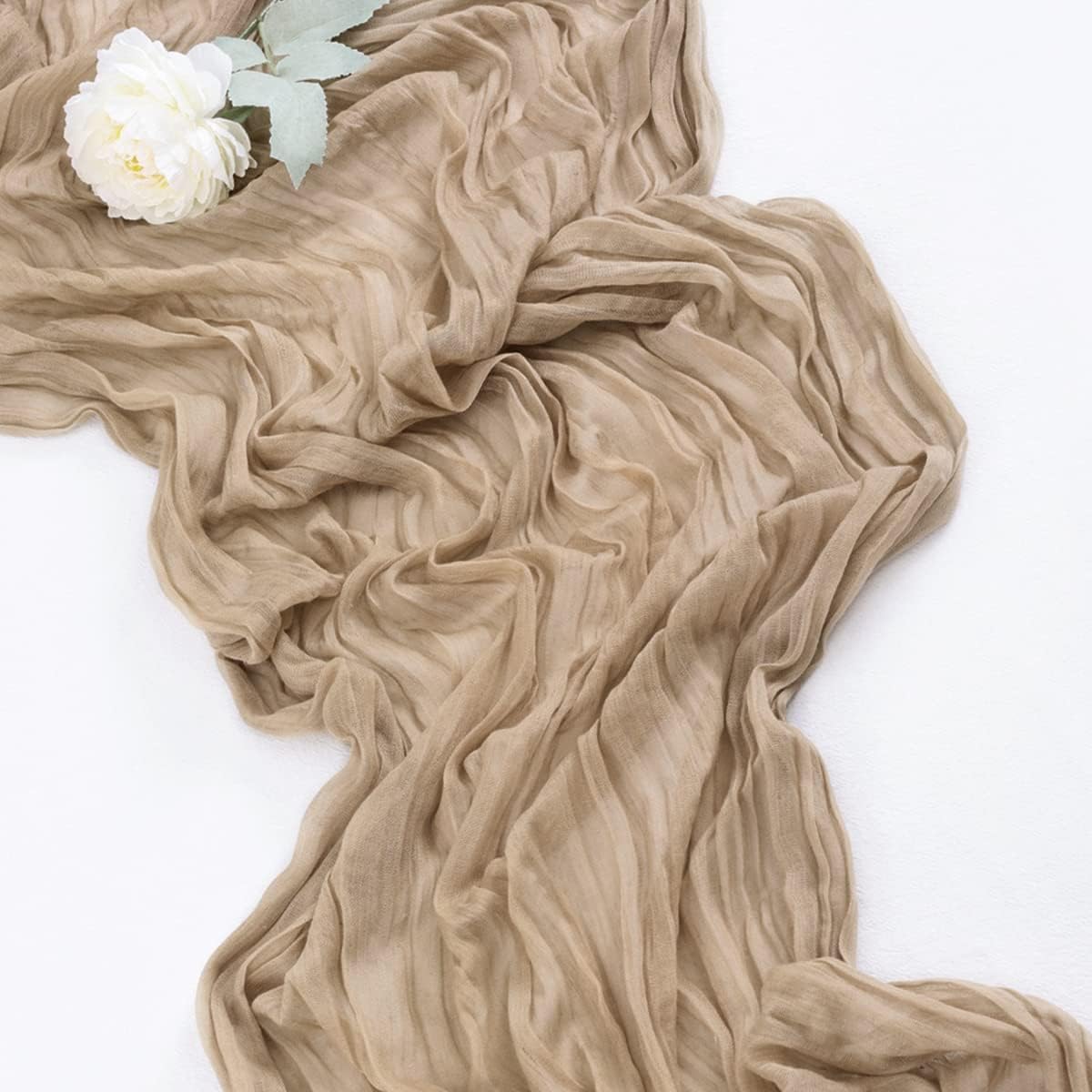 Socomi Cheesecloth Table Runner 10ft Gauze Boho Rustic Nude Cheese Cloth Table Runner for Wedding Bridal Shower Fall Thanksgiving Christmas Decoration 10pcs Nude