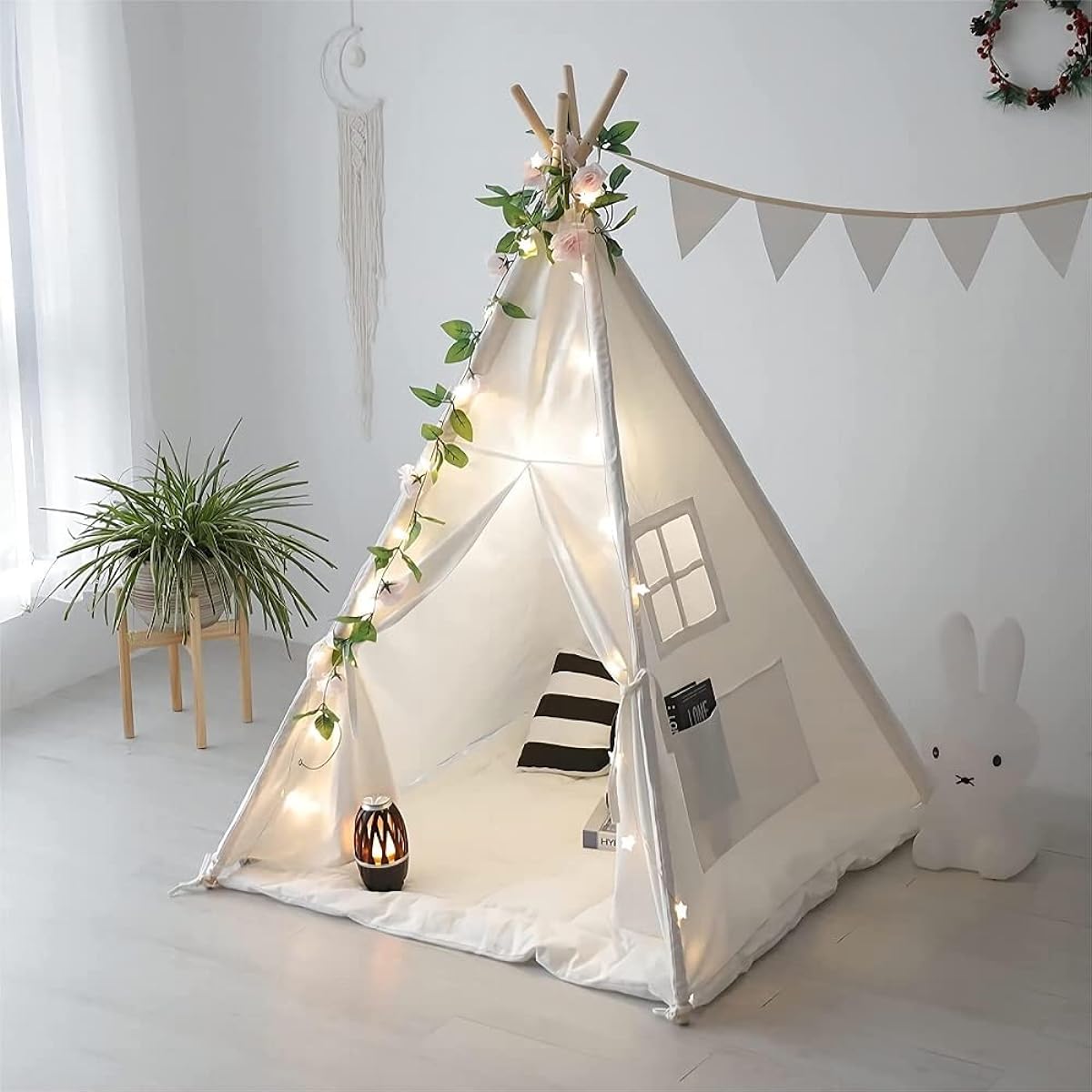Kids Tent with Cushion Teepee Boy & Girl Indoor Dollhouse
