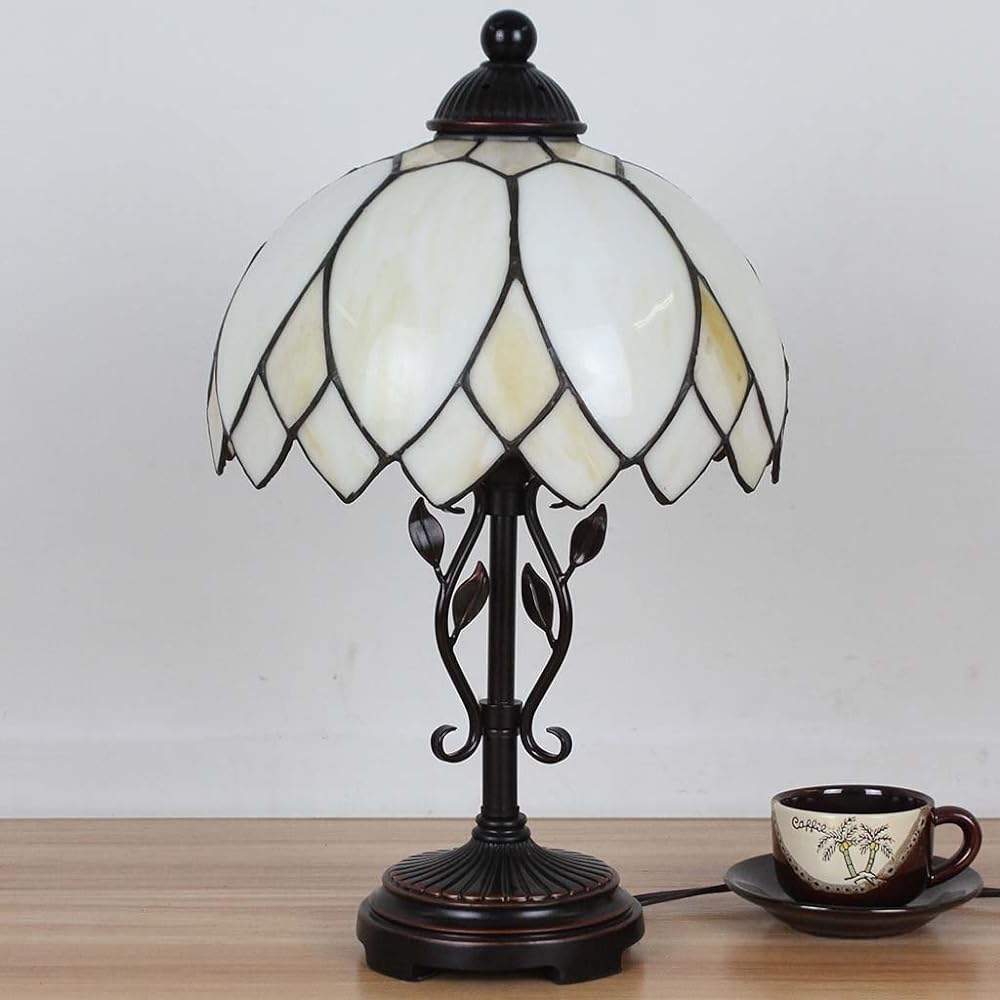 Stained Glass Table Lamp Table Light Stand Lamp Stand Light Antique Retro Stylish Tiffany Stained Lamp Living Room Bedroom Scandinavian Bedside Mother's Day Birthday Wedding Gift Bed Light Present Tabletop Vintage Lamp Stand Light Lighting Lotus Flower L