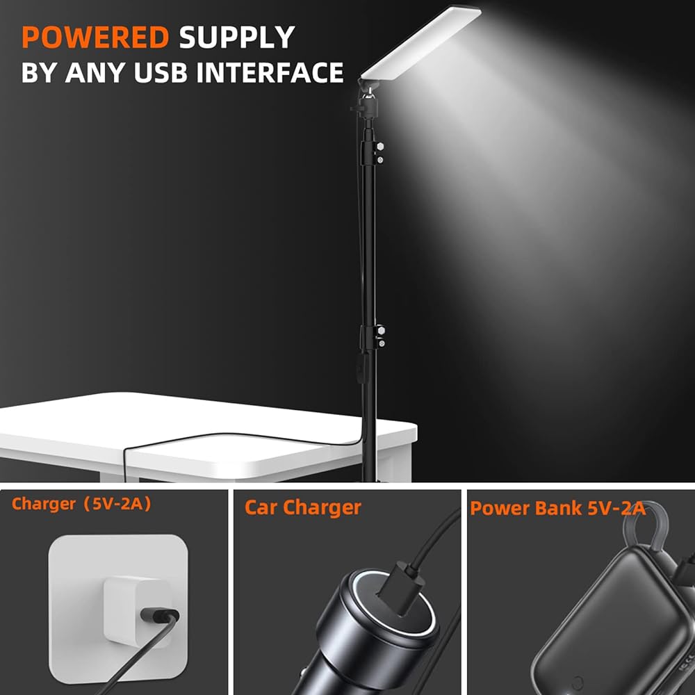 bakug LED Camping Light, Height Adjustable Outdoor Tent Lantern Light with Tripod for Night Fishing, BBQ, 5V 1680LM Photography High Brightness Work Light, Studio