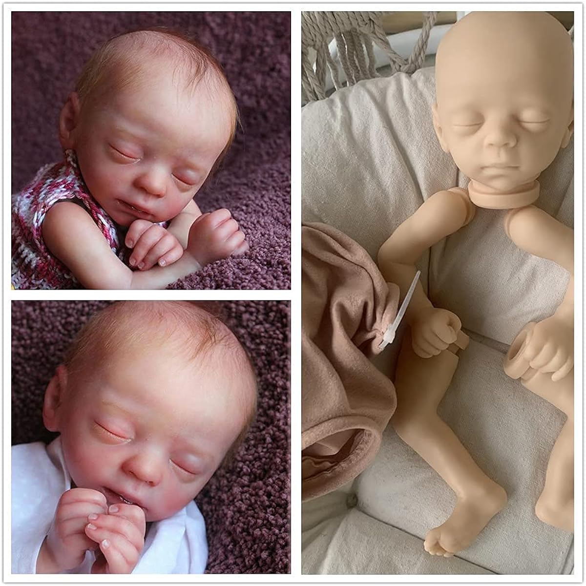 15 Inch Unpainted Sleeping Reborn Doll Kit Handmade Blank Baby Doll Kit Unfinished Doll Accessories