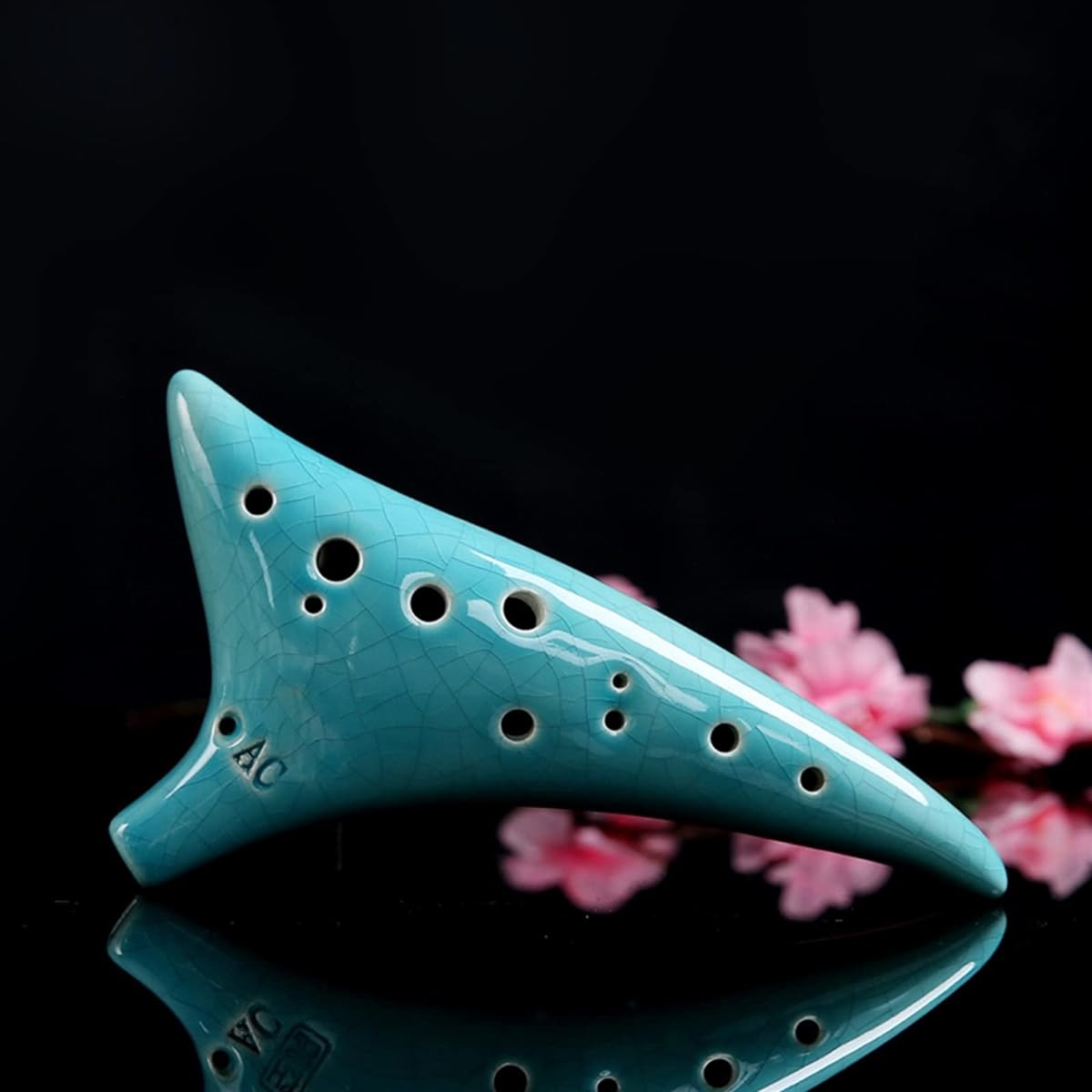12 Hole Warped Tail Ceramic Ocarina Alto C Hand Painted Musical Instrument with Strap Sheet Music Protection Bag Ocarina Musical Instrument (4)