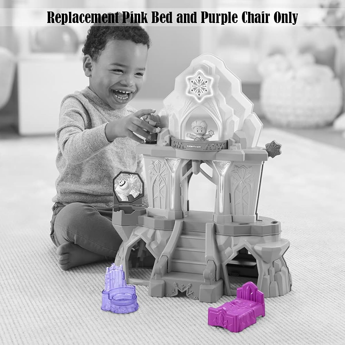 The Movie Frozen Little People Elsa's Enchanted Lights Palace - GWD33 ~ Replacement Parts Pink Bed and Purple Chair