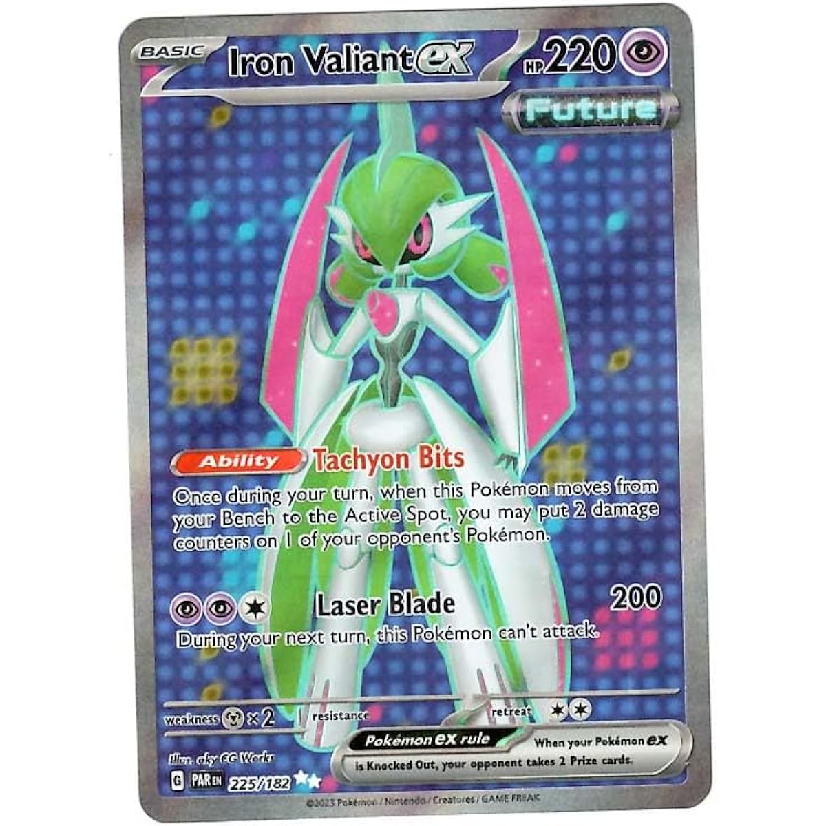 Pokemon Iron Variant EX 225/182 Paradox Rift Full Art Ultra Rare Single Card