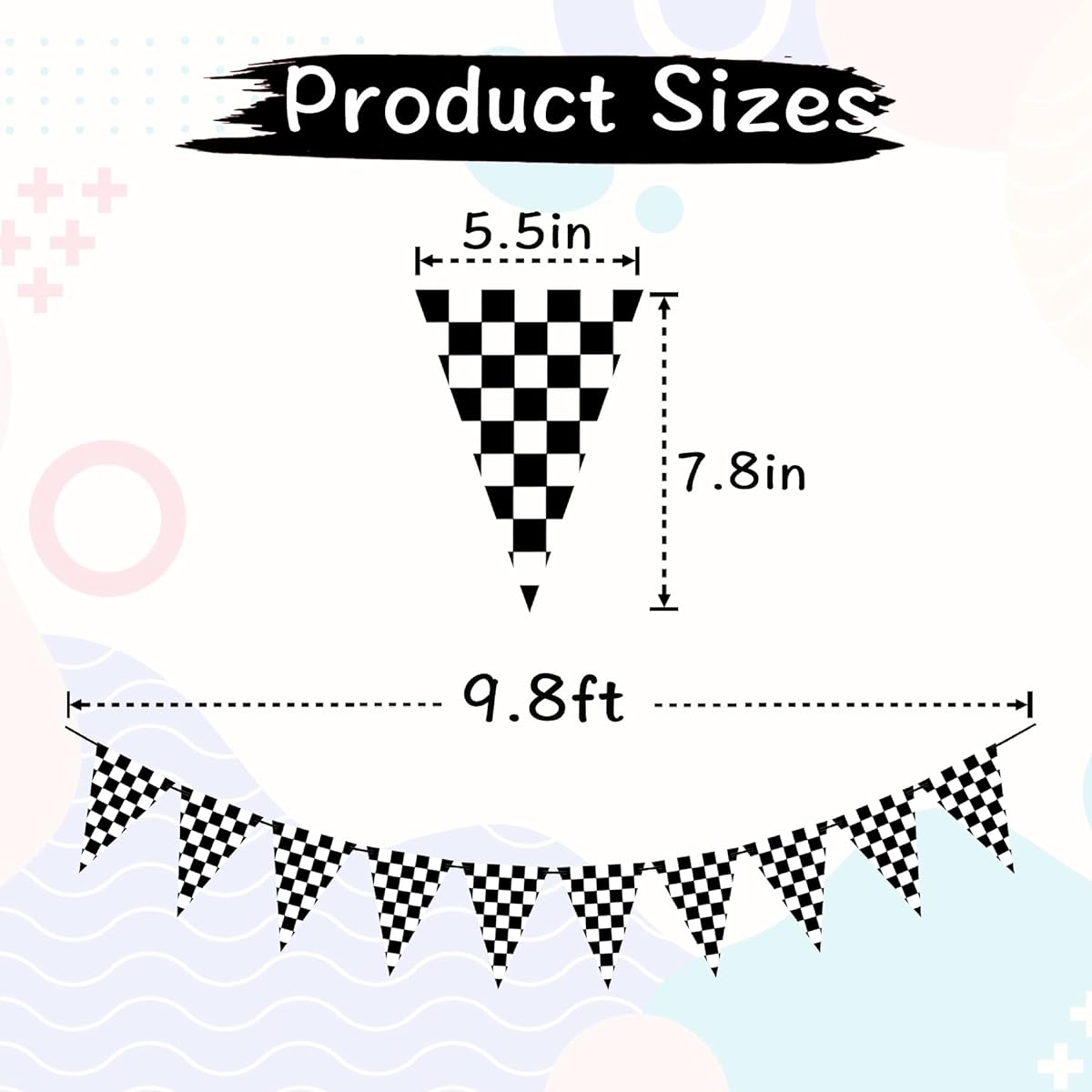 VILIFEVER 2 Pieces Black and White Checkered Flag Banner, Double Sided Checkered Pennant Banner, Racing Party Decorations, Race Car, Baby Shower, Birthday Party Supplies
