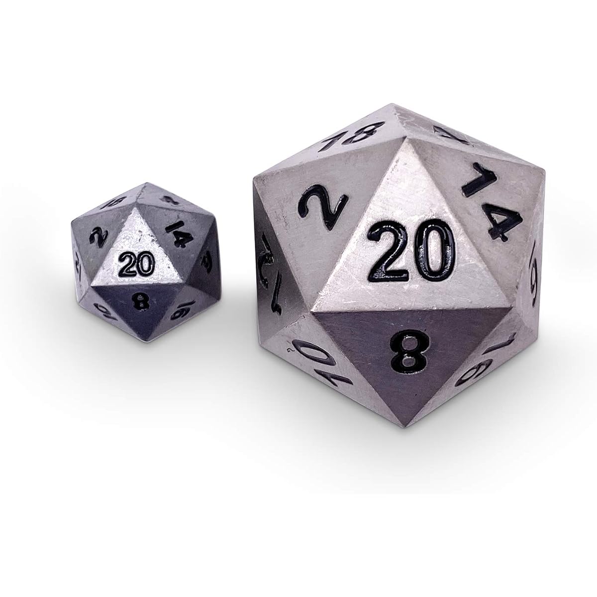45mm Full Metal D20 Norse Foundry Aged Mithiral - The Boulder RPG D&D Polyhedral Dice