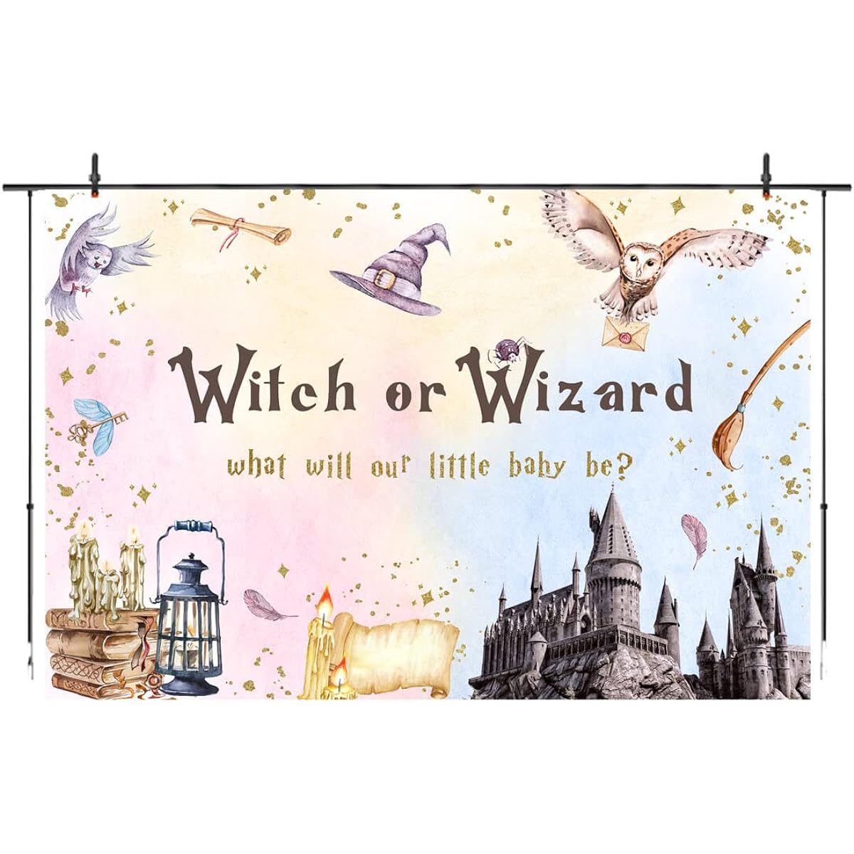 Witch or Wizard Gender Reveal Backdrop Magical Boy or Girl Reveal Photo Backdrop Decor Pink or Blue He or She Reveals Surprise Party Banner Photo Booth Props 7x5ft
