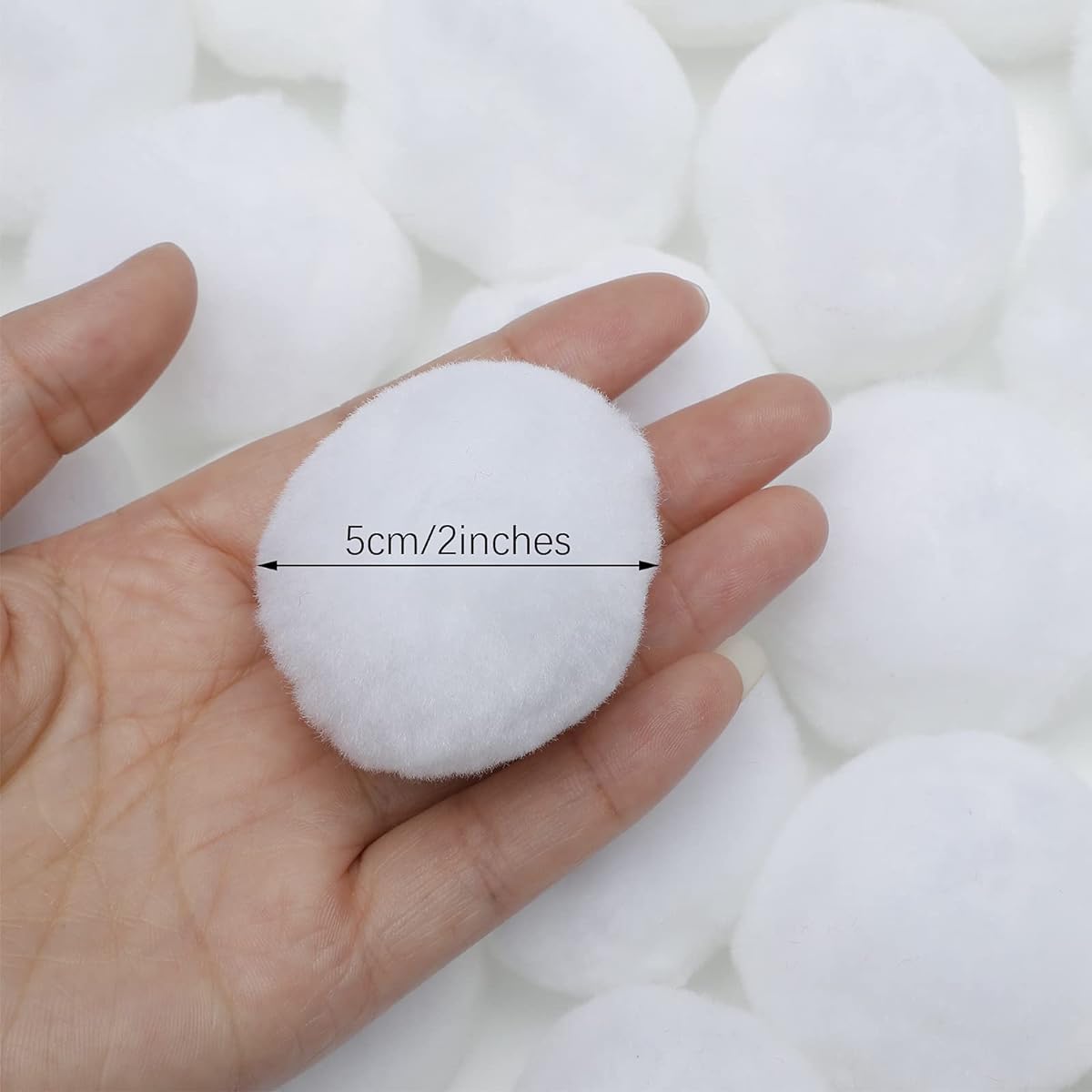 Christmas Acrylic Pom Poms Large White Pom Poms Christmas Holiday Costume Pom Pom Balls Fluffy Pom Pom Balls Fuzzy White Pom Pom Balls DIY Craft Supplies Party Decorations 2 Inch (150 Pieces)