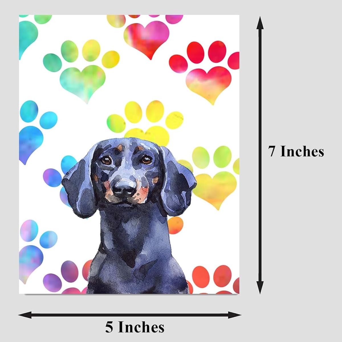 Black Smooth Dachshund Dog Greeting Card Wife Husband Boyfriend Girlfriend Dog Mom Dad Cards for Him Her Friend Brother Sister Watercolor Card with Envelope Sympathy Card for Passed Away Dog Cute Dog Card (5x7 Inch)