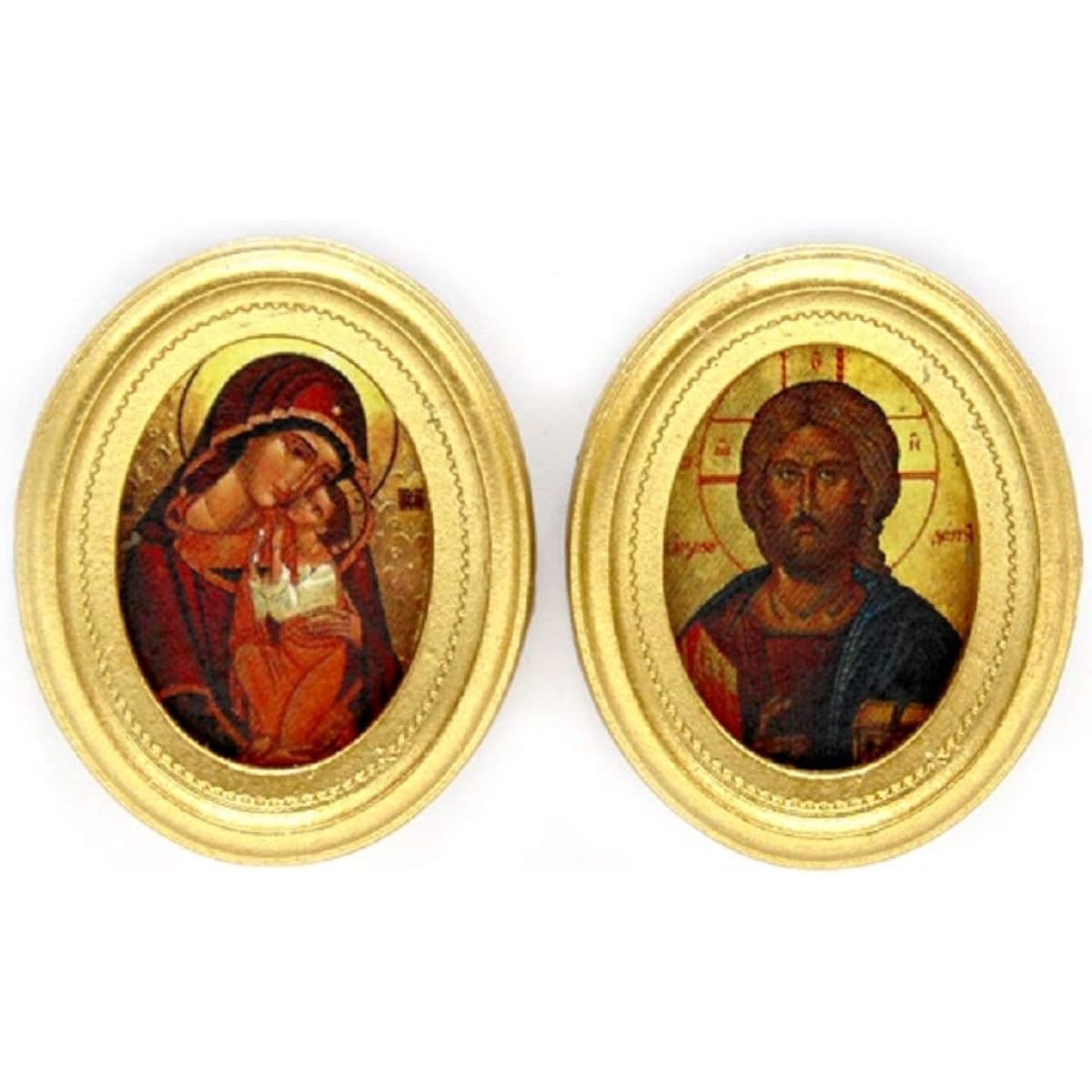 Melody Jane Dollhouse 2 Byzantine Religious Painting Oval Gold Frame Miniature Accessories