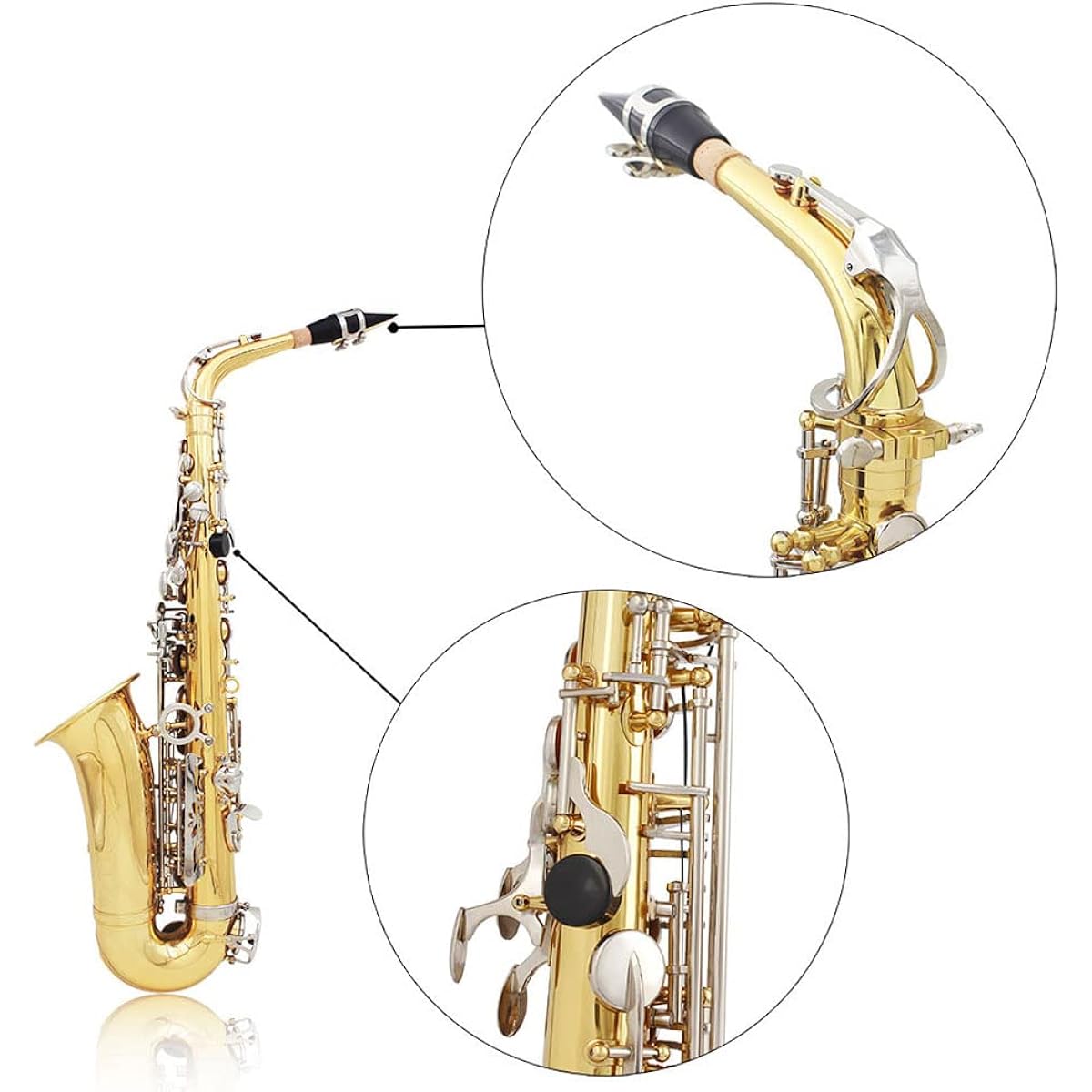Btuty Alto Saxophone Shiny Brass Engraved EbE-Flat Natural White Shell Button Wind Instrument with Case Mute Glove Cleaning Cloth Belt Brush