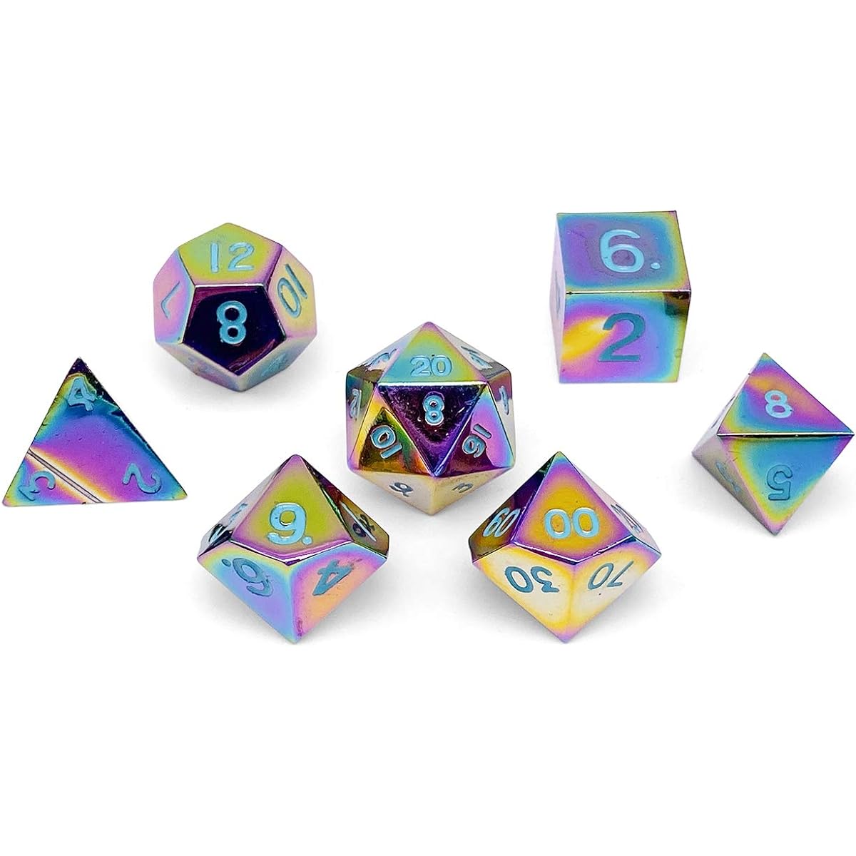 RPG Math Games DnD Pathfinder Queen Treasure Full Metal Polyhedral Dice Set of 7