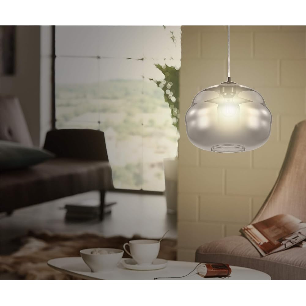 EGLO LED Pendant Light Glass Stylish Scandinavian DOGATO 32.8cm Black Clear 204425J Lighting Fixture Living Dining Cafe