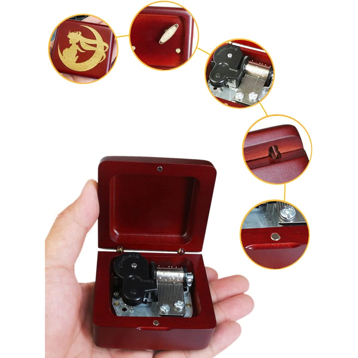 Music Box Vintage Wooden Carved Mechanism Music Box Wind Up Music Box Perfect Gift for Christmas Birthday Valentine Gift Kids Friends Melody
