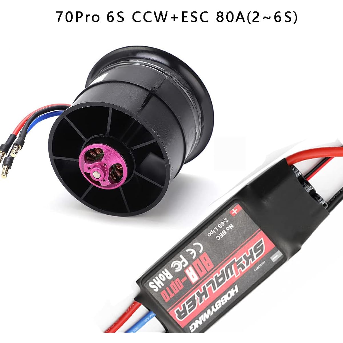 Powerfun CW CCW EDF 70mm Pro CCW 12 Blade Ducted Fan Remote Control with Brushless Motor 2100KV Balance Tested CCW Clockwise EDF Ducted Fan 6S Remote Control for Jet Plane + ESC 80A
