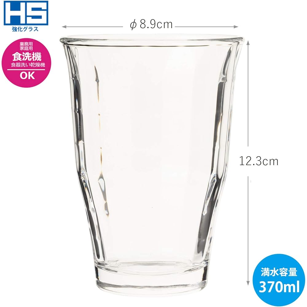 Toyo Sasaki Glass Tumbler Tritone 370ml Set of 48 Case Sold Made in Japan P-52106HS-N-1ct
