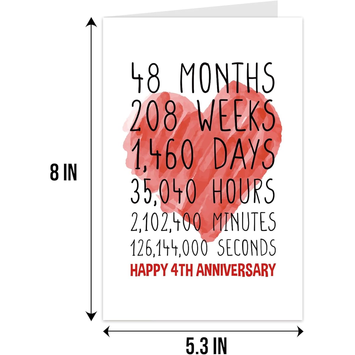 Qiliji Happy 4th Anniversary Card for Him Her 4th Wedding Anniversary Card for Husband and Wife Funny 4 Years Together Anniversary Greeting Card