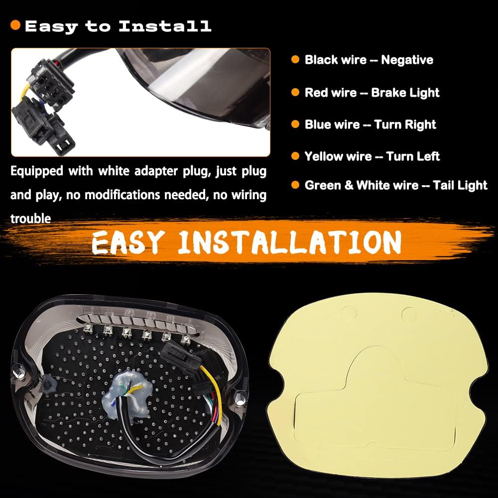 MotoParAcc Smoke Motorcycle LED Brake Tail Light Integrated Turn Signal Taillight for Harley Dyna Low Rider S Sportster Road King Fatboy XL1200 Low 1200R FXDLI