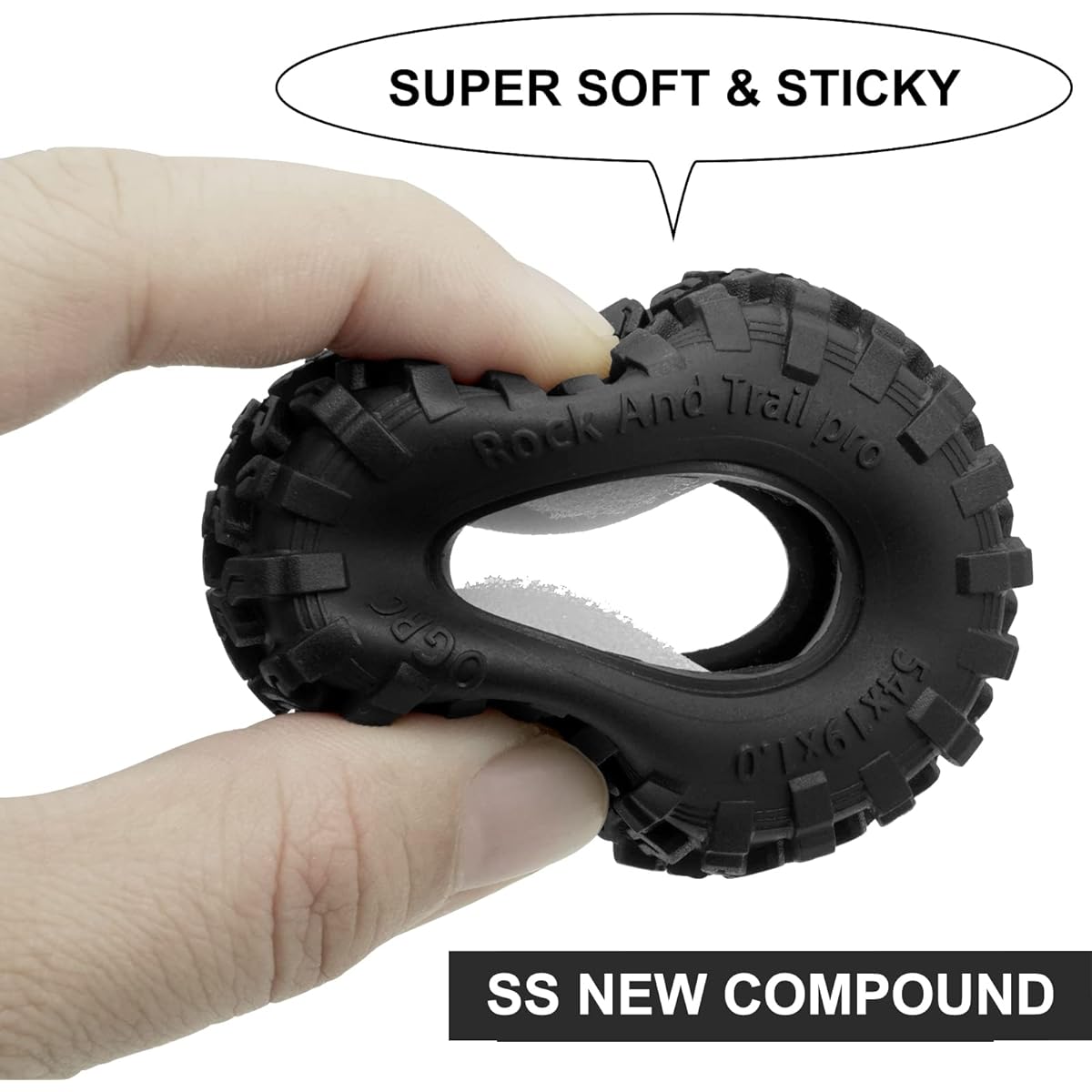 OGRC 1.0 Tire Dual Stage Foam Tire Soft & Sticky 1/24 SCX24 Gladiator Bronco C10 JLU Deadbolt B17 FCX24 1/18 TRX4-M Rock and Trail Pro