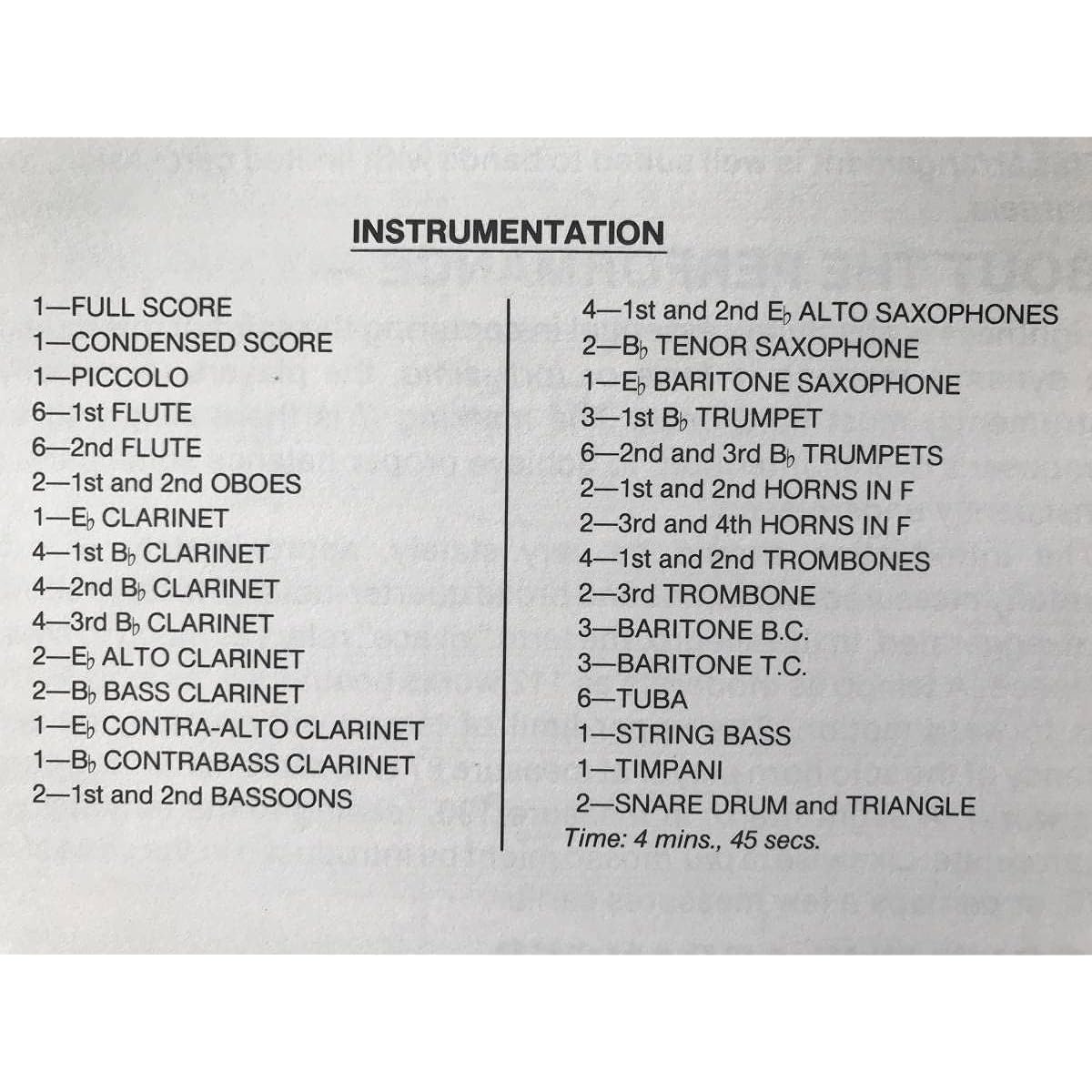 Wind Orchestra Score G. Rossini: Overture to the Opera "The Wedding Bill" Arranged by Frank Hudson Score and Parts Set