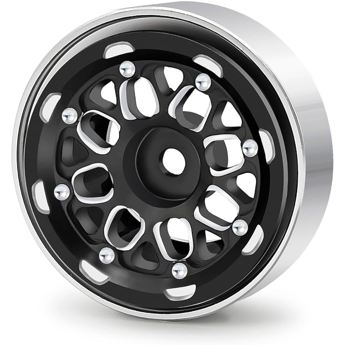 MOHERO Metal RC Rims Beadlock Wheel Rim Hubs 4pcs TRX4M Bronco Defender 1/18 Axial SCX24 1/24 RC Crawler Car Model Parts (Black)