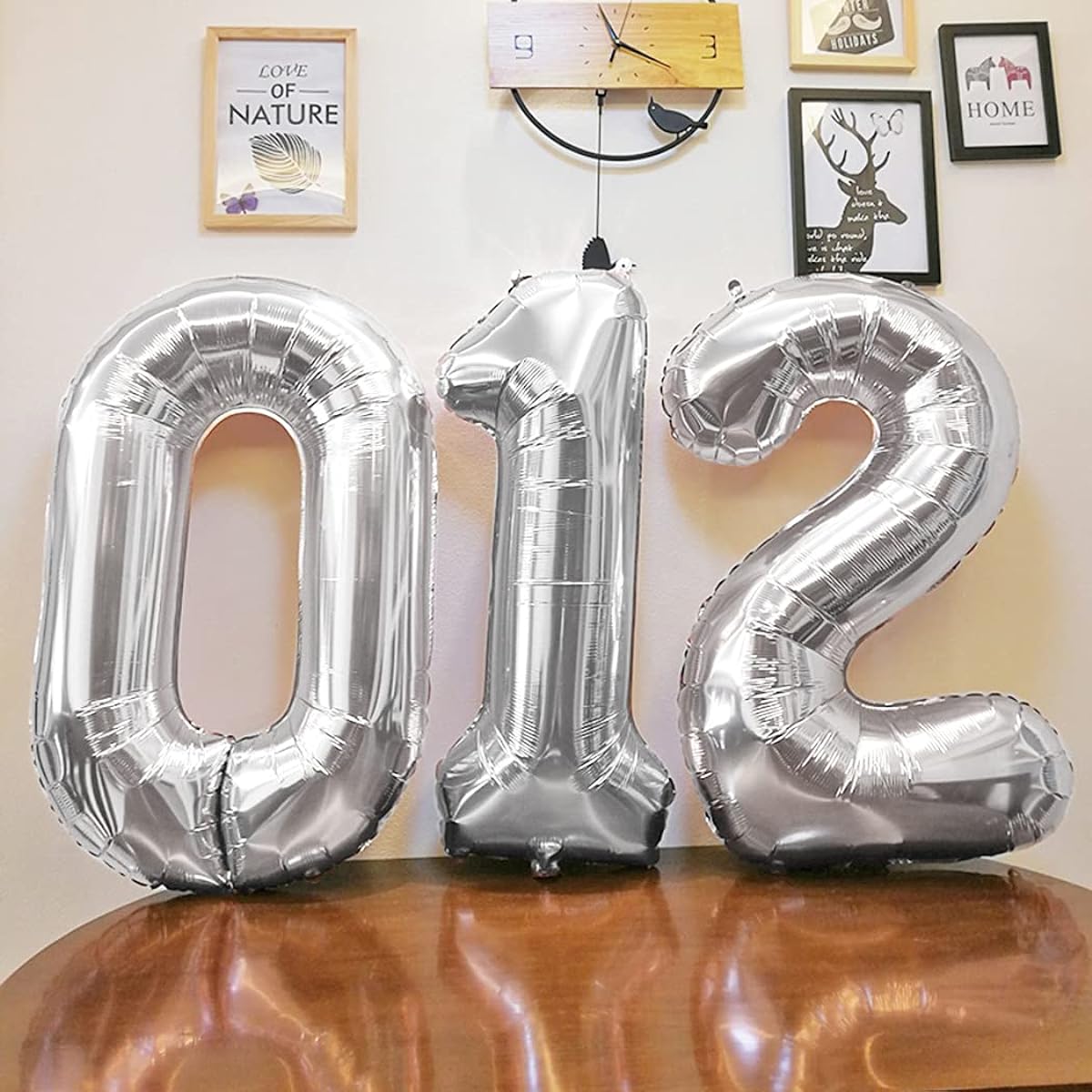 Aabellay Silver Number Balloons, Large Foil Mylar Balloons, 40 Inch Giant Jumbo Number Balloons for Birthday Party Decorations - Silver 22