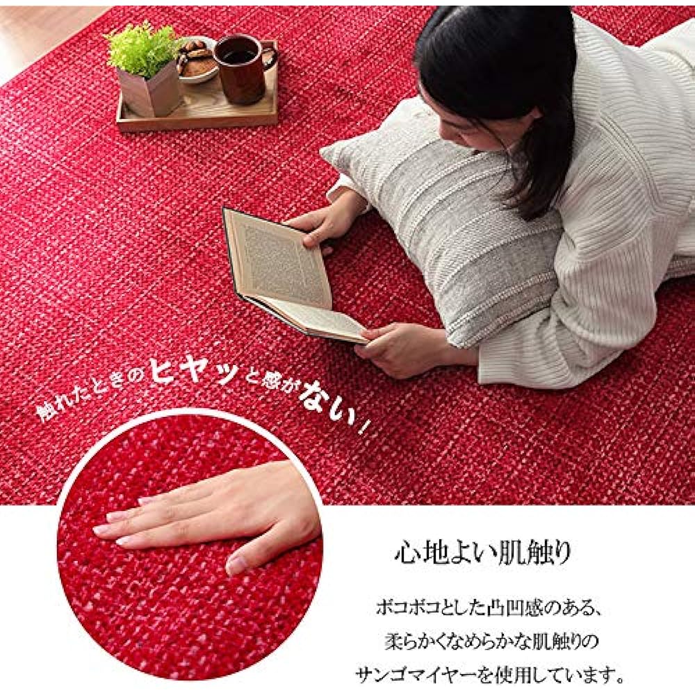 Ikehiko Corporation Rug Mat Carpet Rectangle Notebook Approx. 200 x 250cm Orange Plain Smooth #5705539