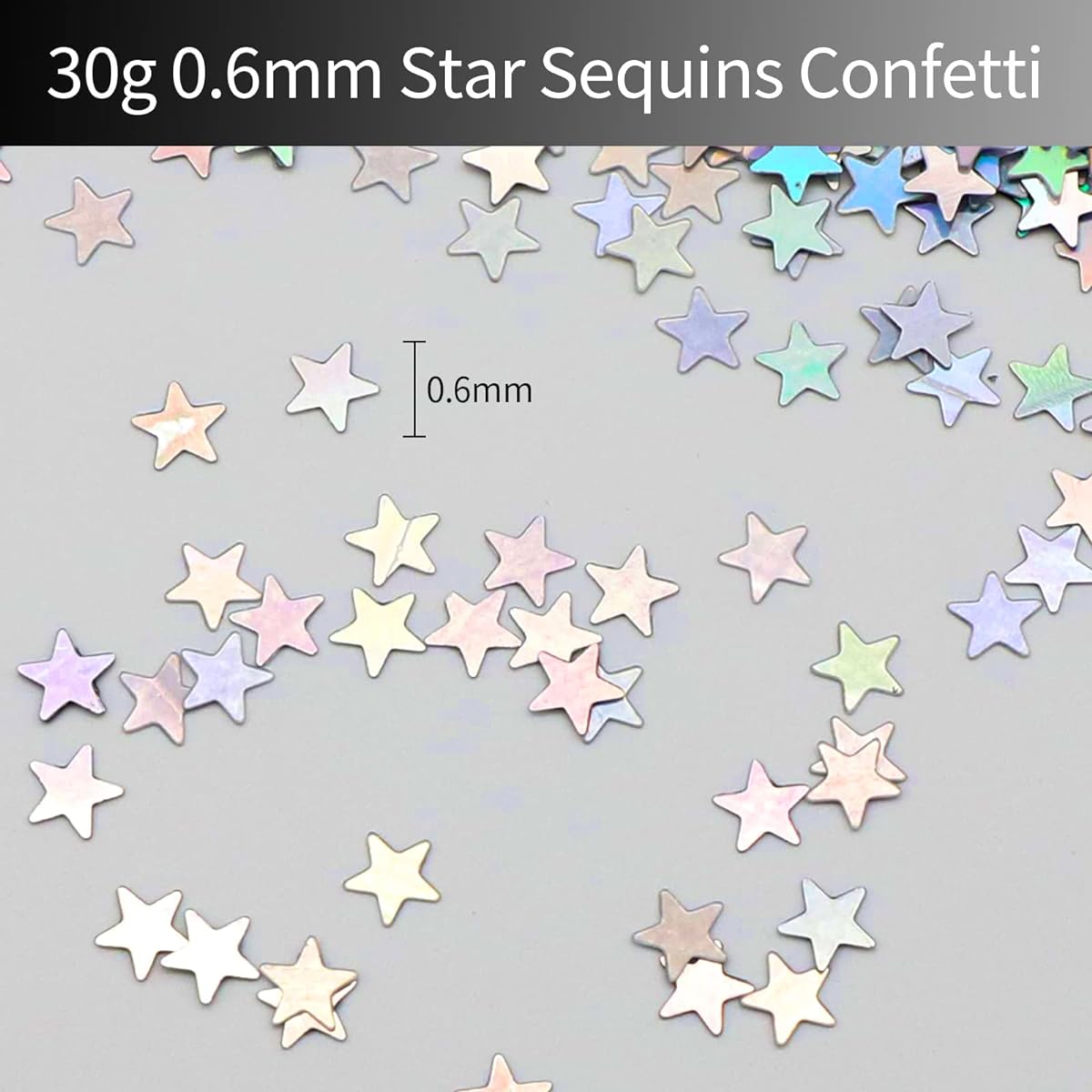 30g Star Sequin Confetti - Iridescent Foil Confetti for Wedding Cards Party Decorations Birthday Kids Birthday Baby Shower Halloween Christmas Table Decorations 6mm Metallic Glitter Silver White