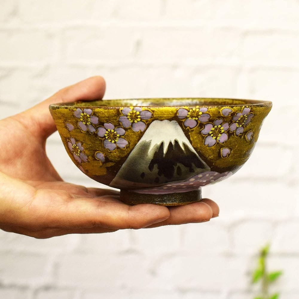 Couple's Tea Bowl, Stylish Tableware, Kutani Ware, Pair, Rice Bowl, Kinumozakura Fuji, Ceramic Tea Bowl, Brand, Japanese Tableware, Made in Japan