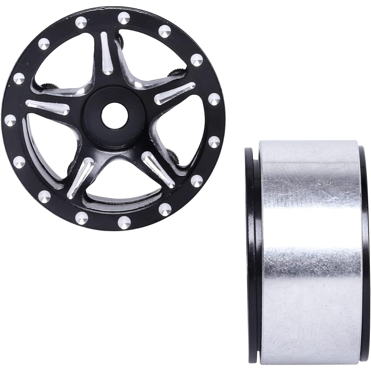 CNC Aluminum 1" Beadlock Wheels for Axial SCX24 1/24 Deadbolt RC Crawler Truck Upgrade Parts (Type 2)