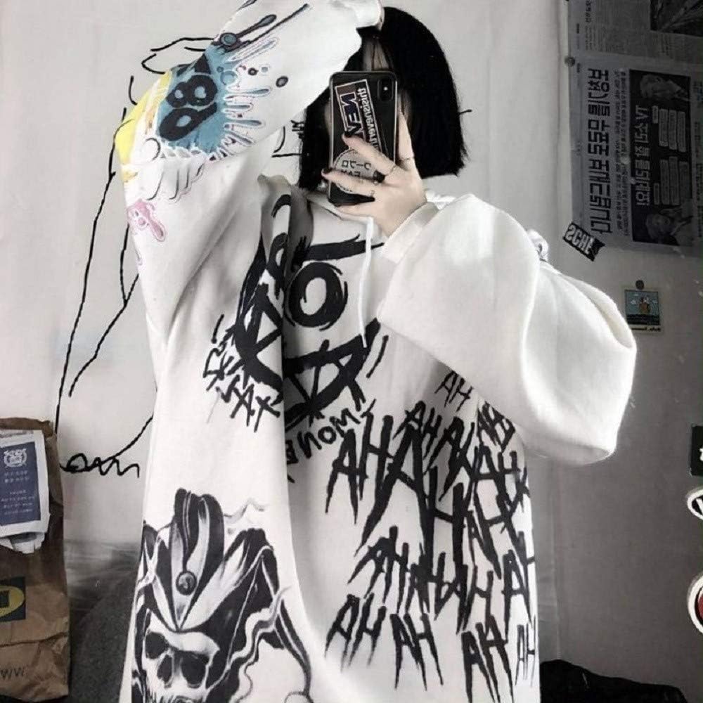 Hoodie Graffiti Smile Nico Big Silhouette Hoodie Korean Fashion Top Pullover Hooded Women's Men's Long Parka Loose Autumn/Winter Parka Street American Style America London England Back Alley