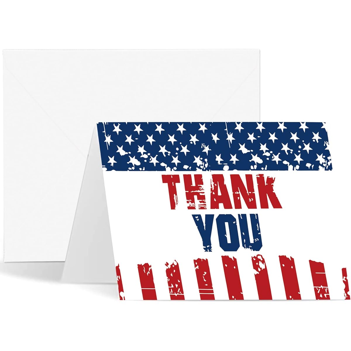Whaline Patriotic Greeting Cards American Flag Thank You Cards Retro 4th of July Note Cards with Envelopes and Adhesive Stickers Independence Day Party Favors Supplies 4 x 6 Inch 30 Count