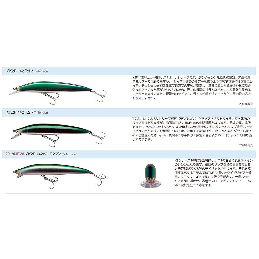 TackleHouse Minnow K-TEN Second Generation K2F Factory Model No Needle 142mm 26.5g Floating K2F142 Lure