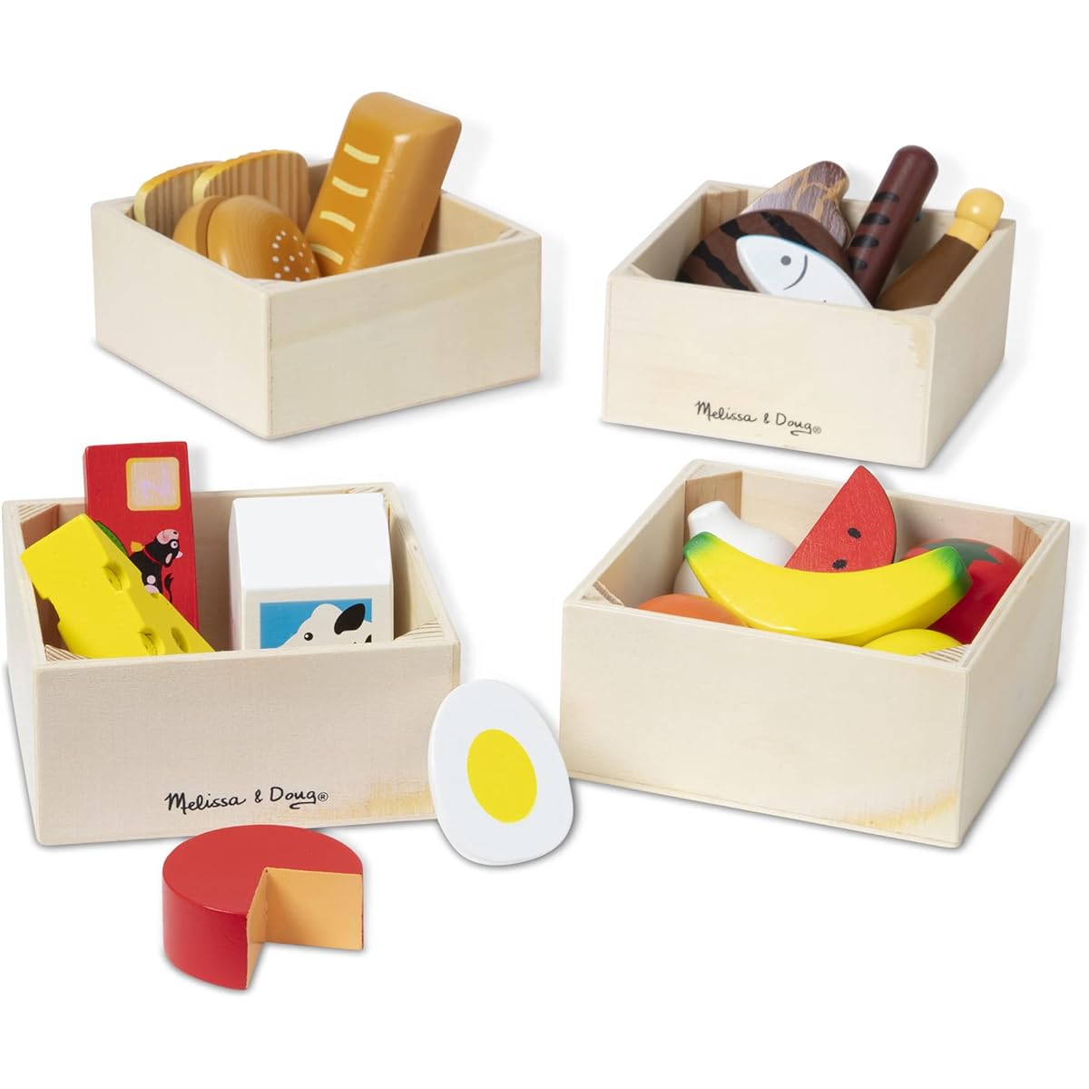 (Standard Version) - Melissa & Doug Food Groups - 21 Hand-Painted Wooden Pieces and 4 Crates