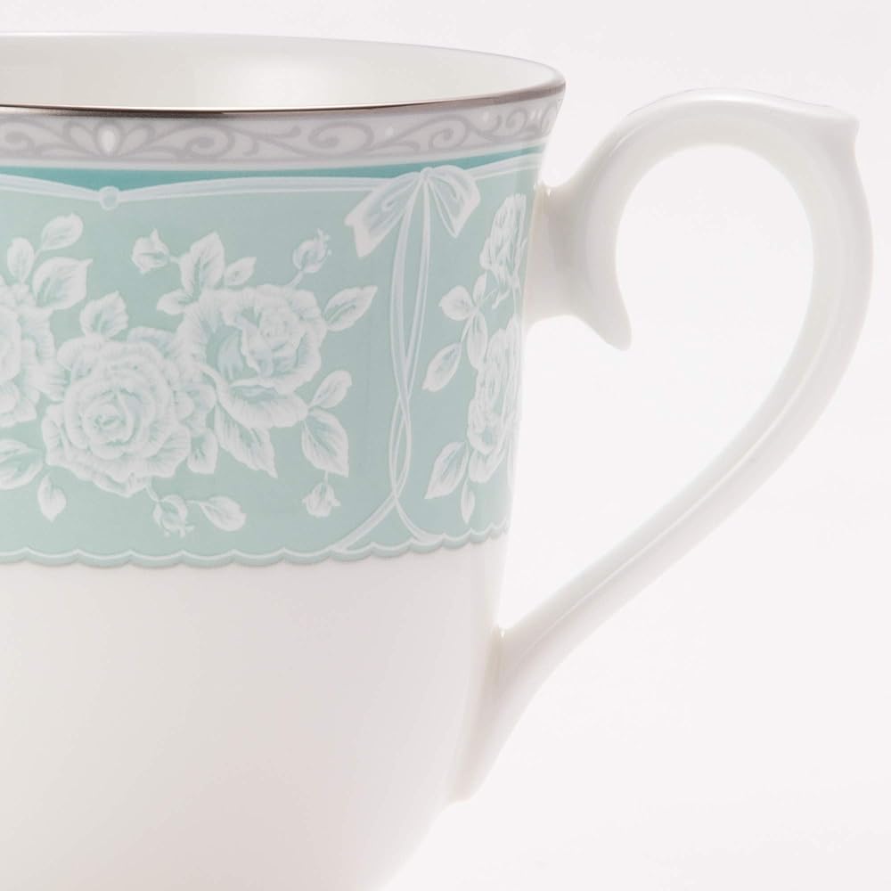 NARUMI Pair Mug Grace Air 290cc Green Lace Pattern Elegant Pattern Cute Stylish Wedding Gift Present Microwave Warmable Gift Box Included 51707-21475P